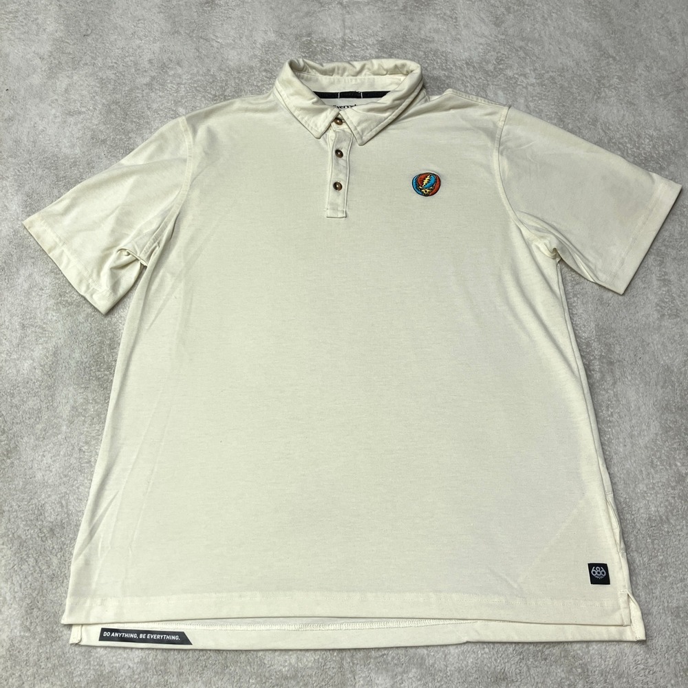 686 Polo Shirt Everywhere Grateful Dead Stealie Technical Mens Large